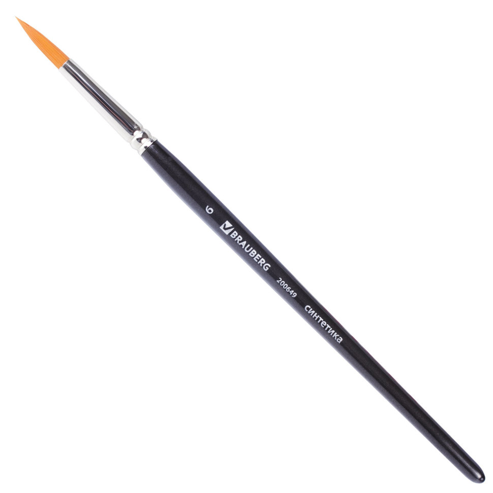 Кисть художественная синтетика жесткая, круглая, № 6, короткая ручка 200649 цена за 5 шт , 